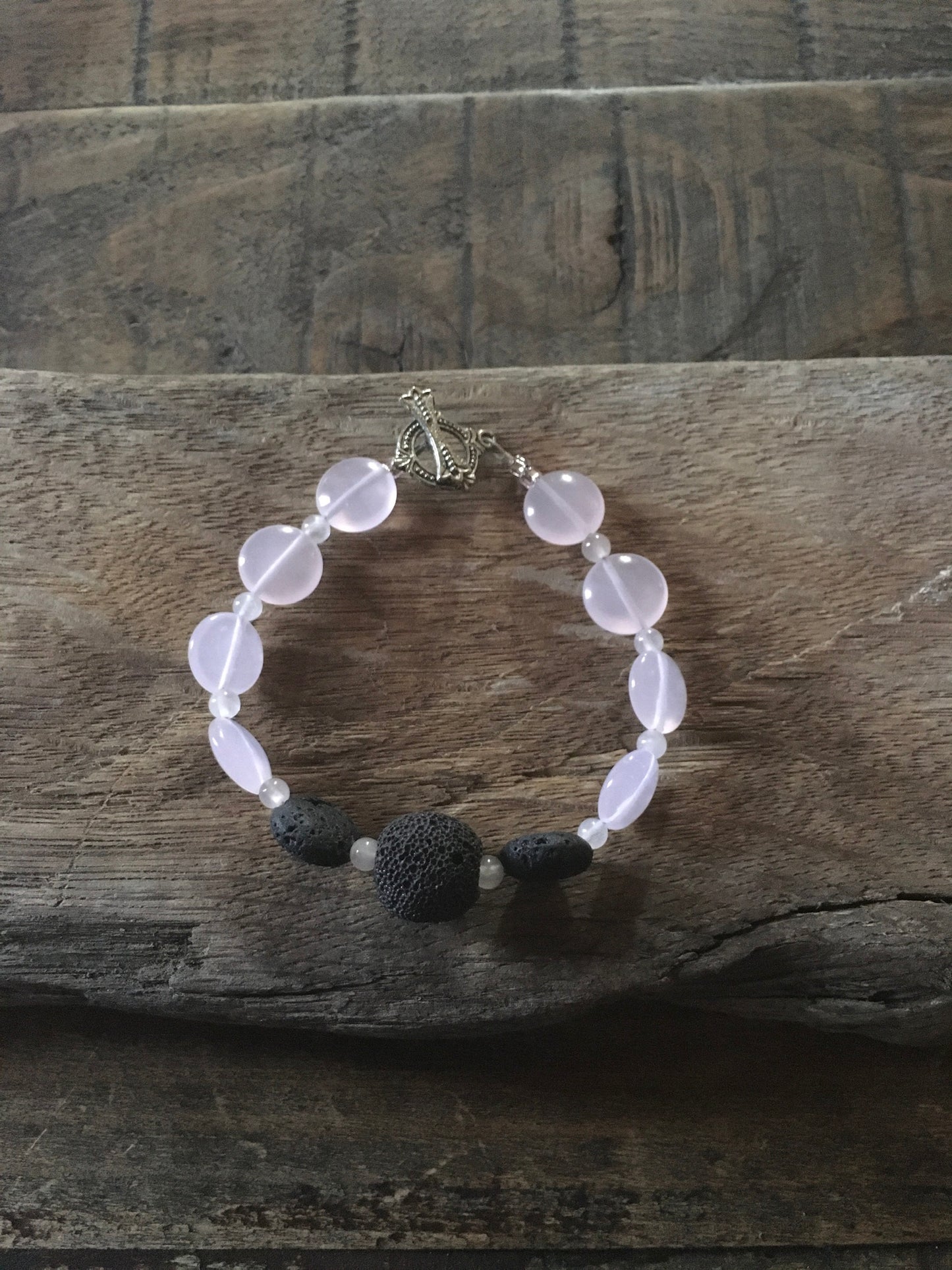 Rose Quartz and Lava Stone Bracelet