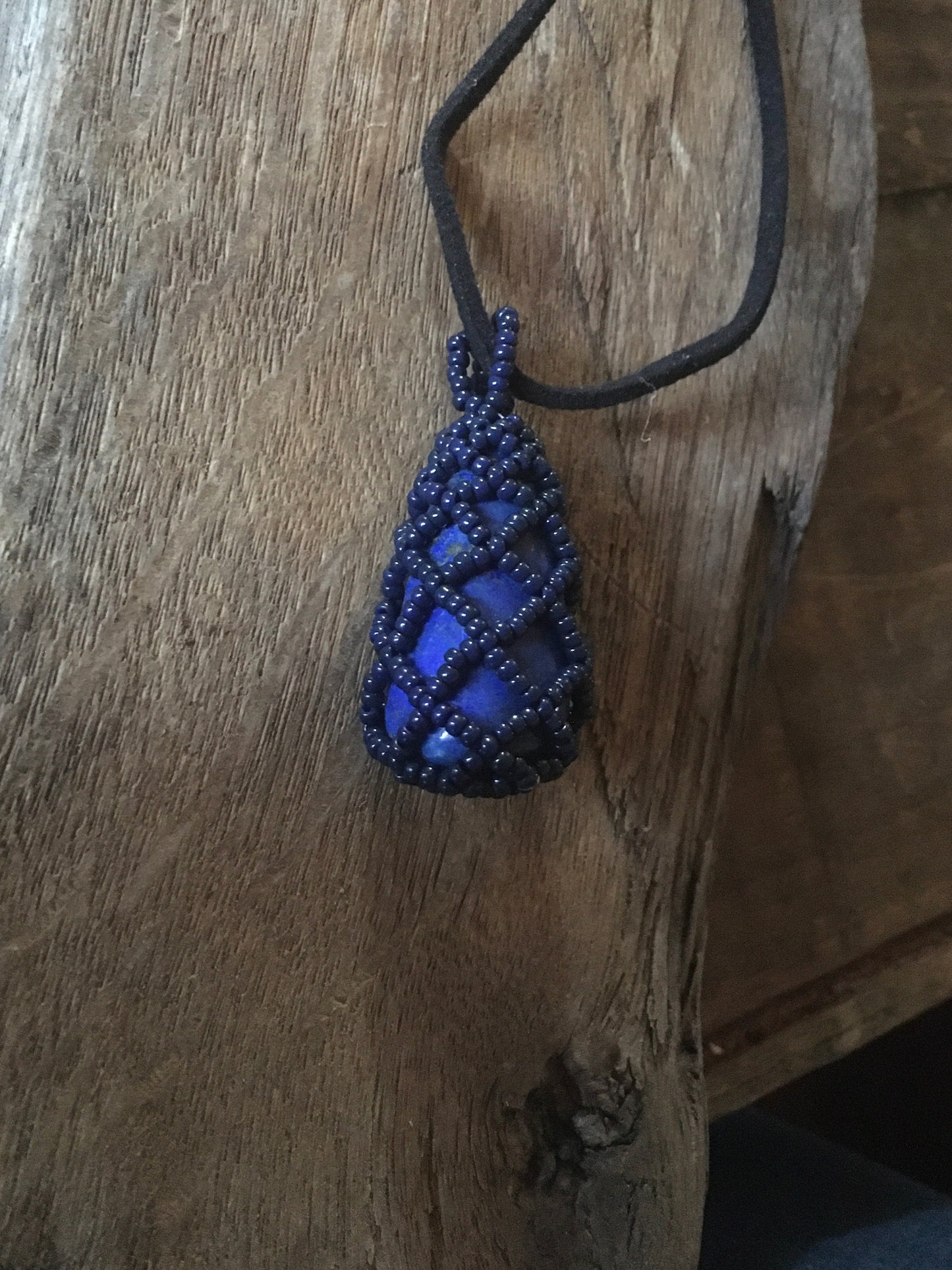 Lapis Lazuli with Beaded Cage Necklace