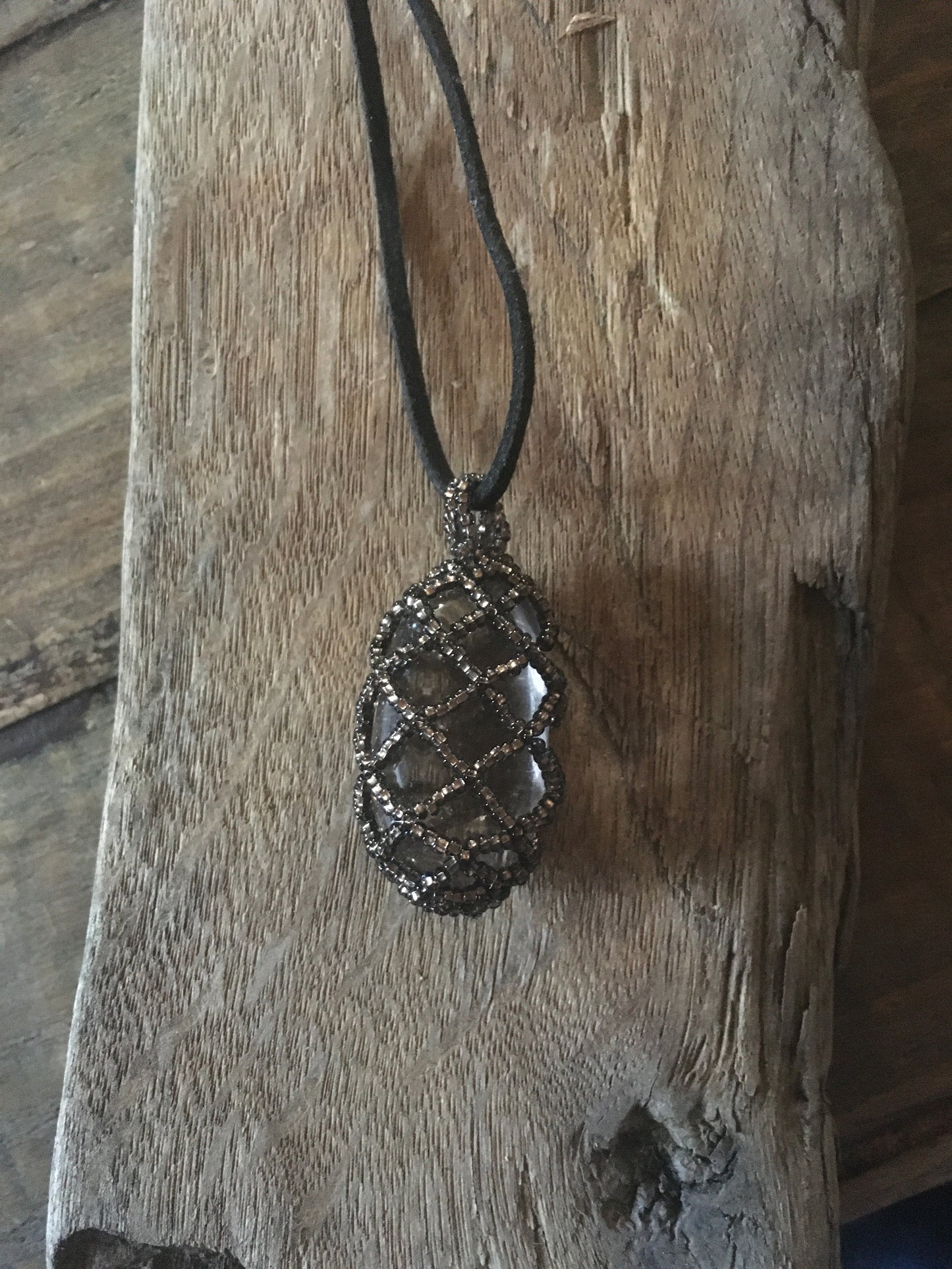 Smokey Quartz with Beaded Cage