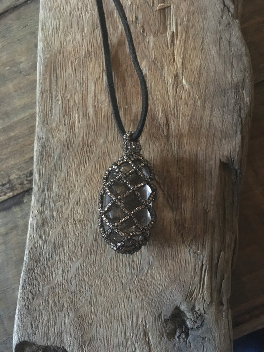 Smokey Quartz with Beaded Cage