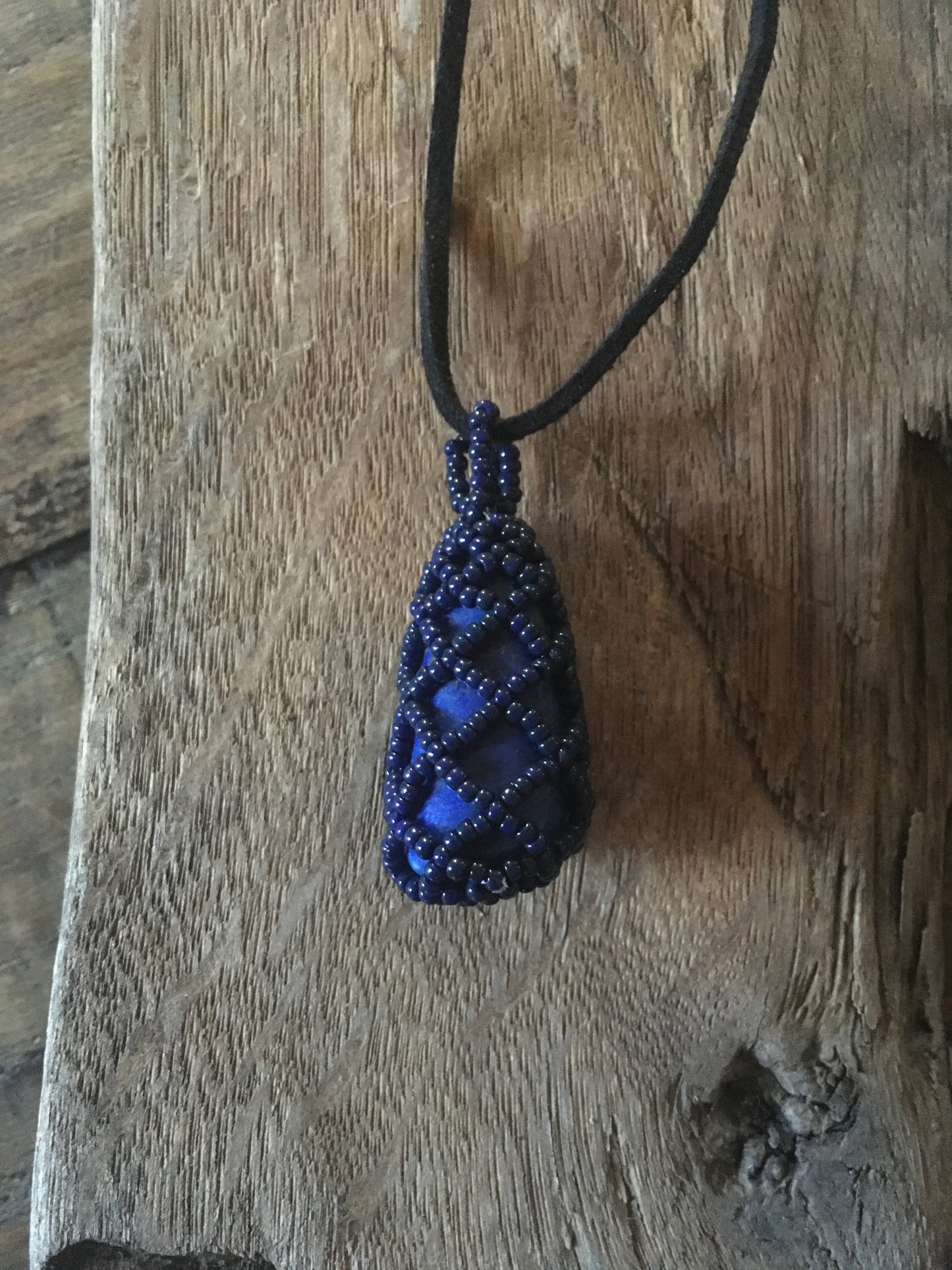 Lapis Lazuli with Beaded Cage Necklace