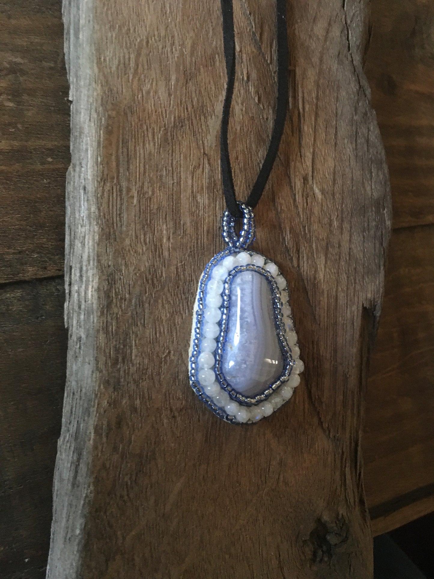 Blue Lace Agate & Snowy Quartz Necklace