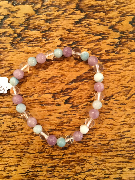 Amazonite, Lepidolite, & Quartz Bracelet