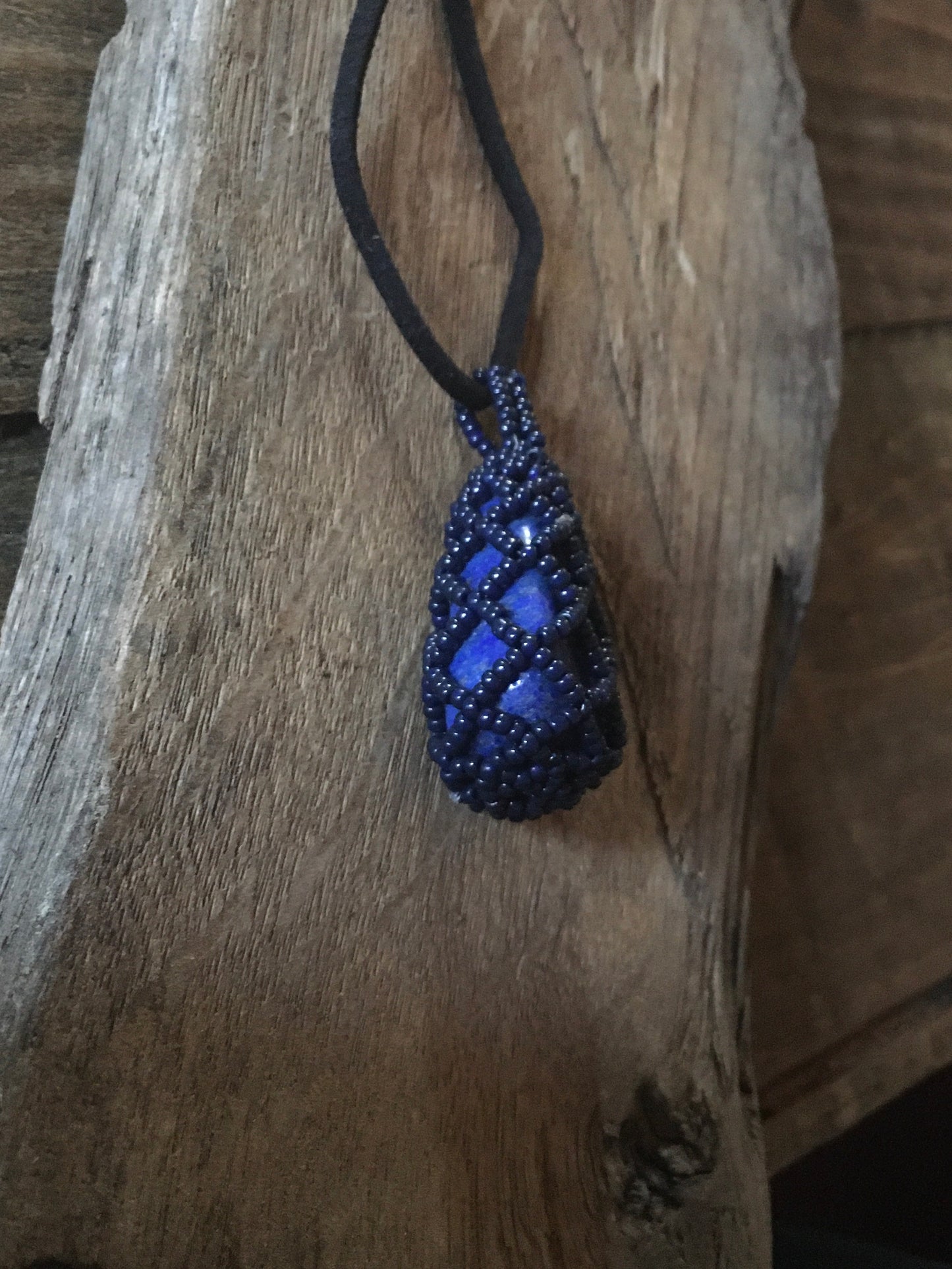 Lapis Lazuli with Beaded Cage Necklace