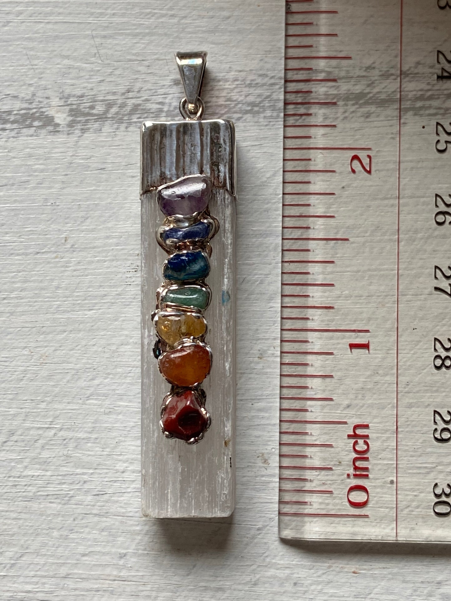 Selenite and Chakra Stones Pendant