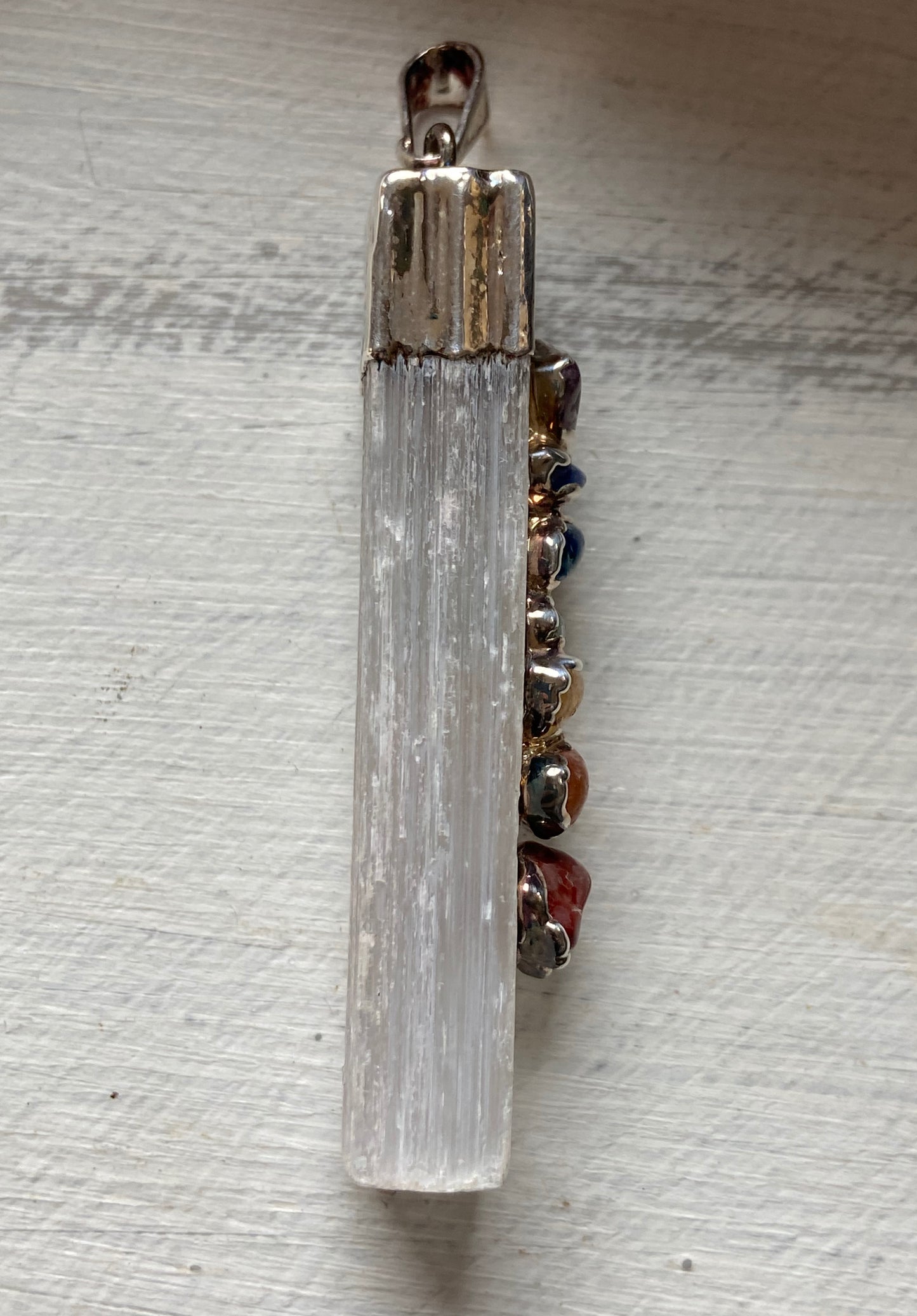 Selenite and Chakra Stones Pendant