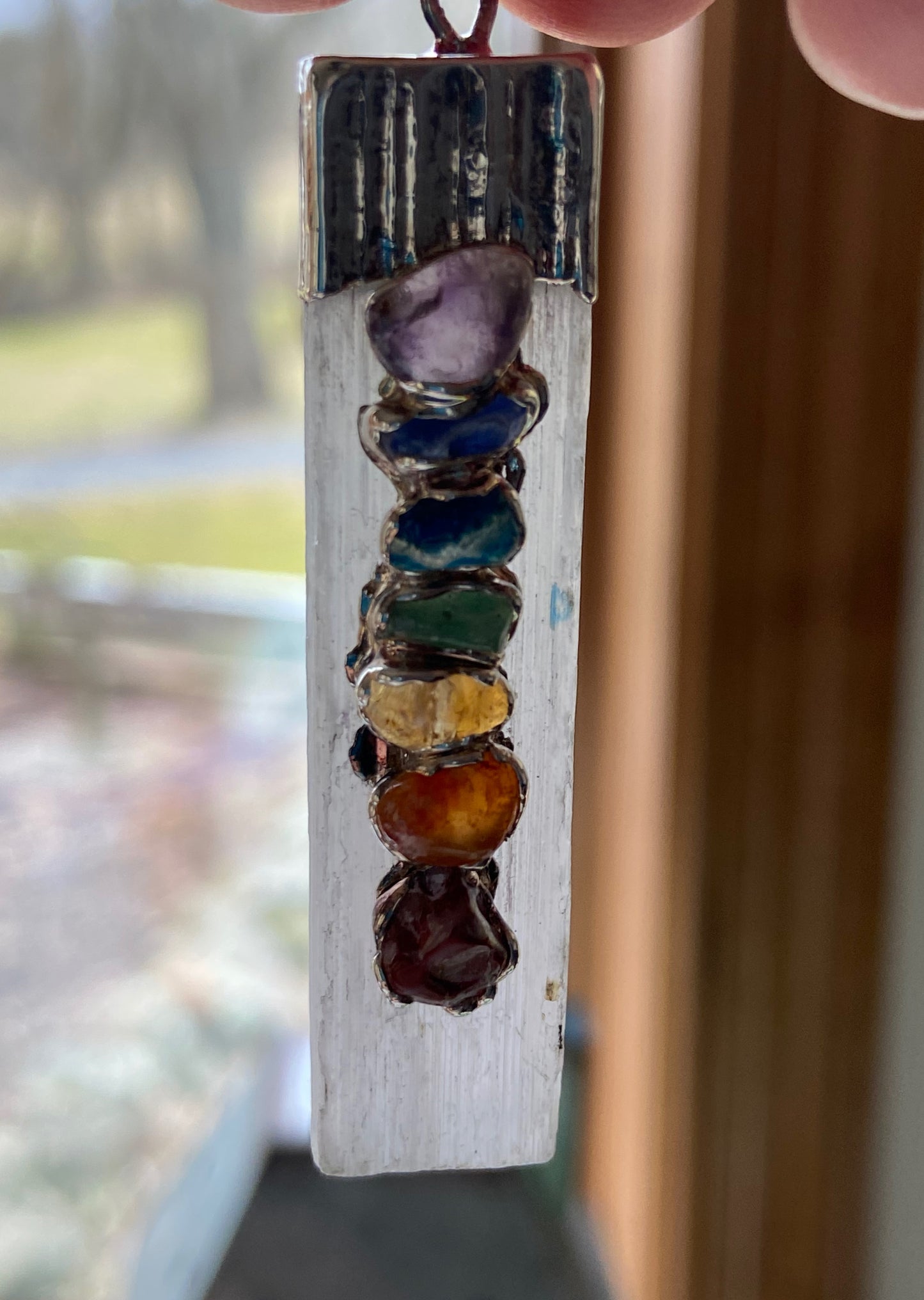 Selenite and Chakra Stones Pendant