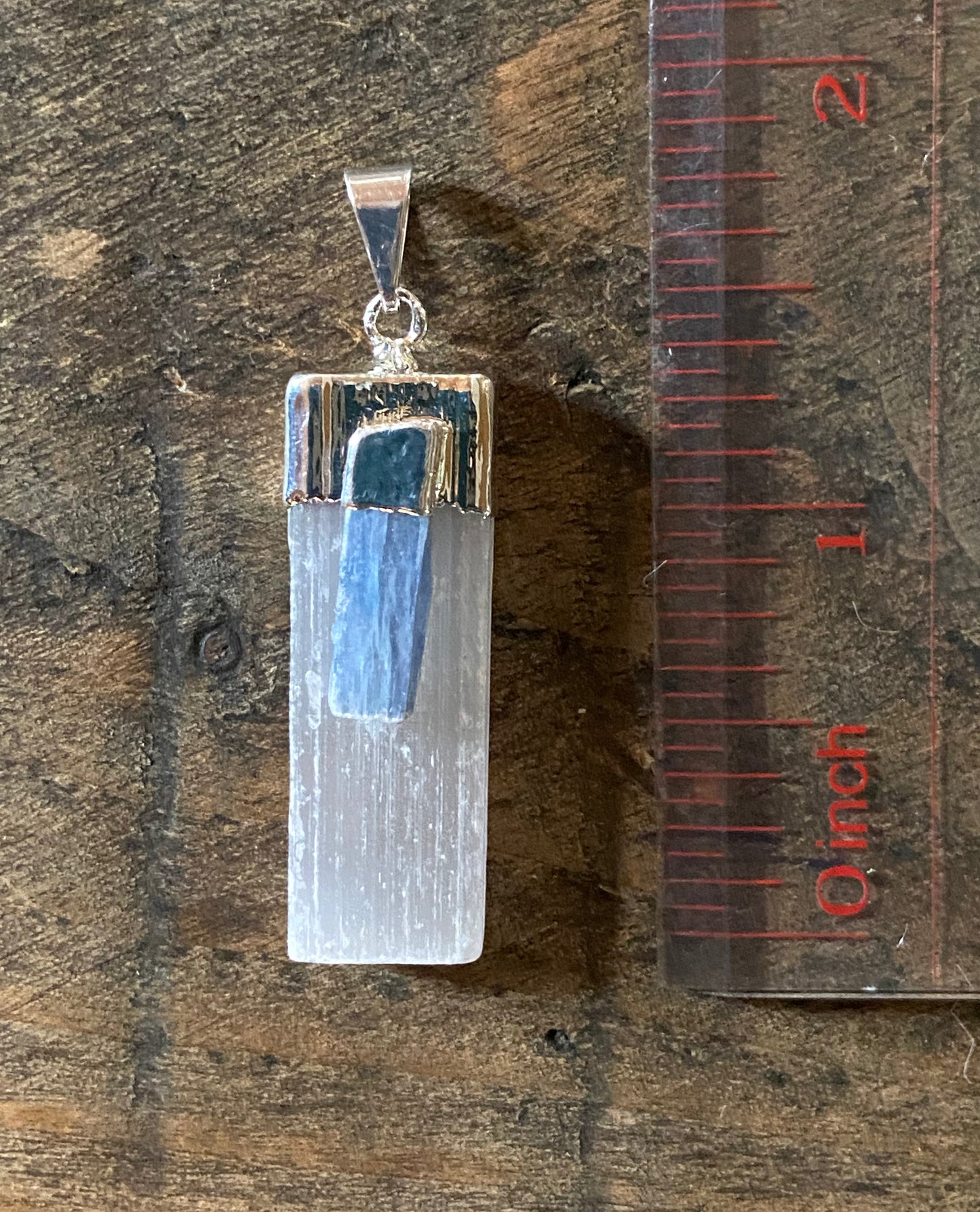 Selenite and Kyanite Pendant