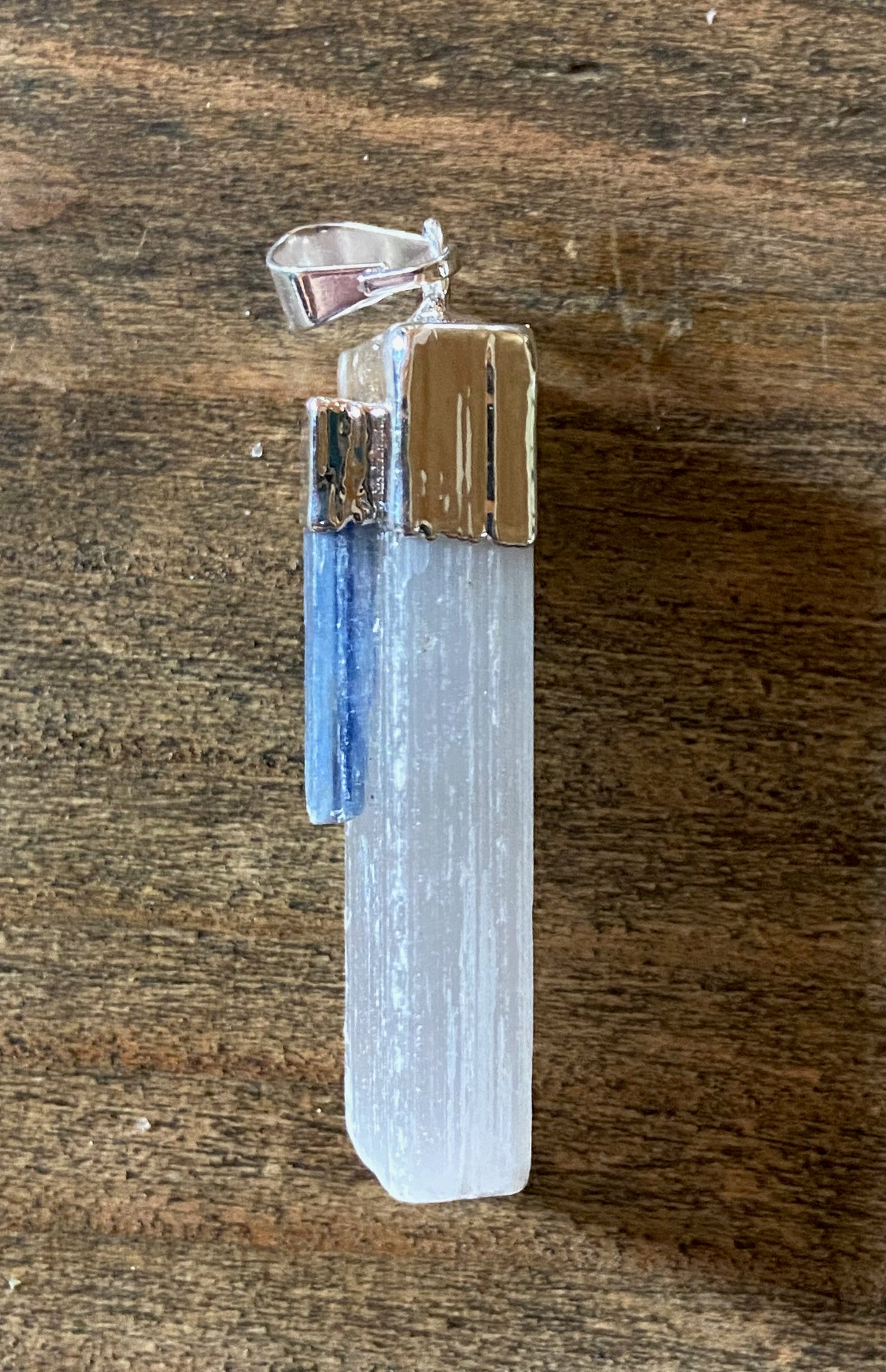 Selenite and Kyanite Pendant