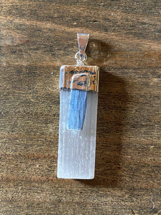 Selenite and Kyanite Pendant