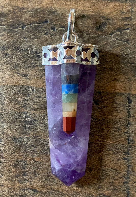 Amethyst and Chakra Pendant