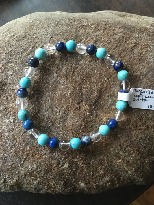 Turquoise, Lapis Lazuli, & Quartz Bracelet