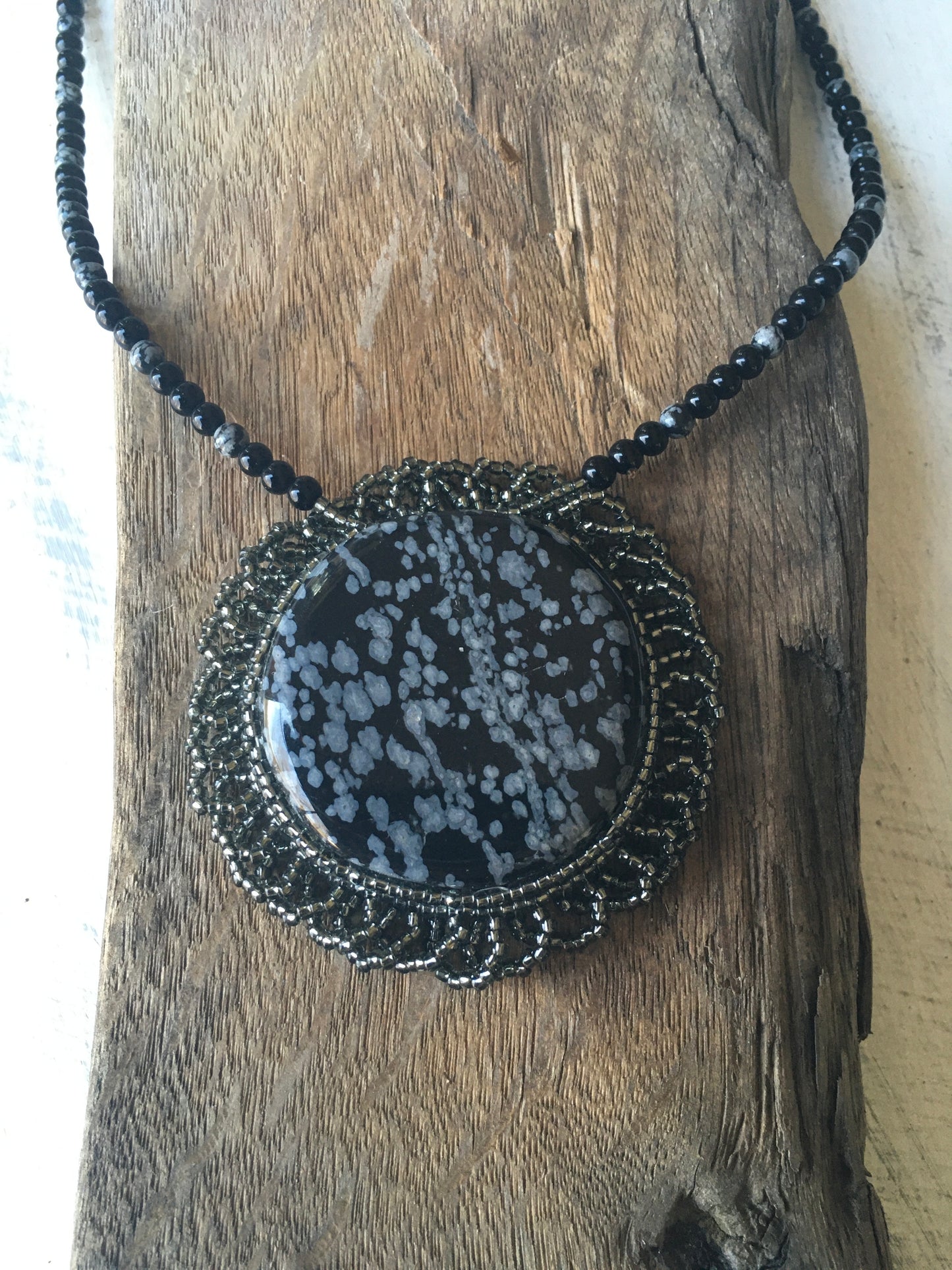 Snowflake Obsidian Necklace