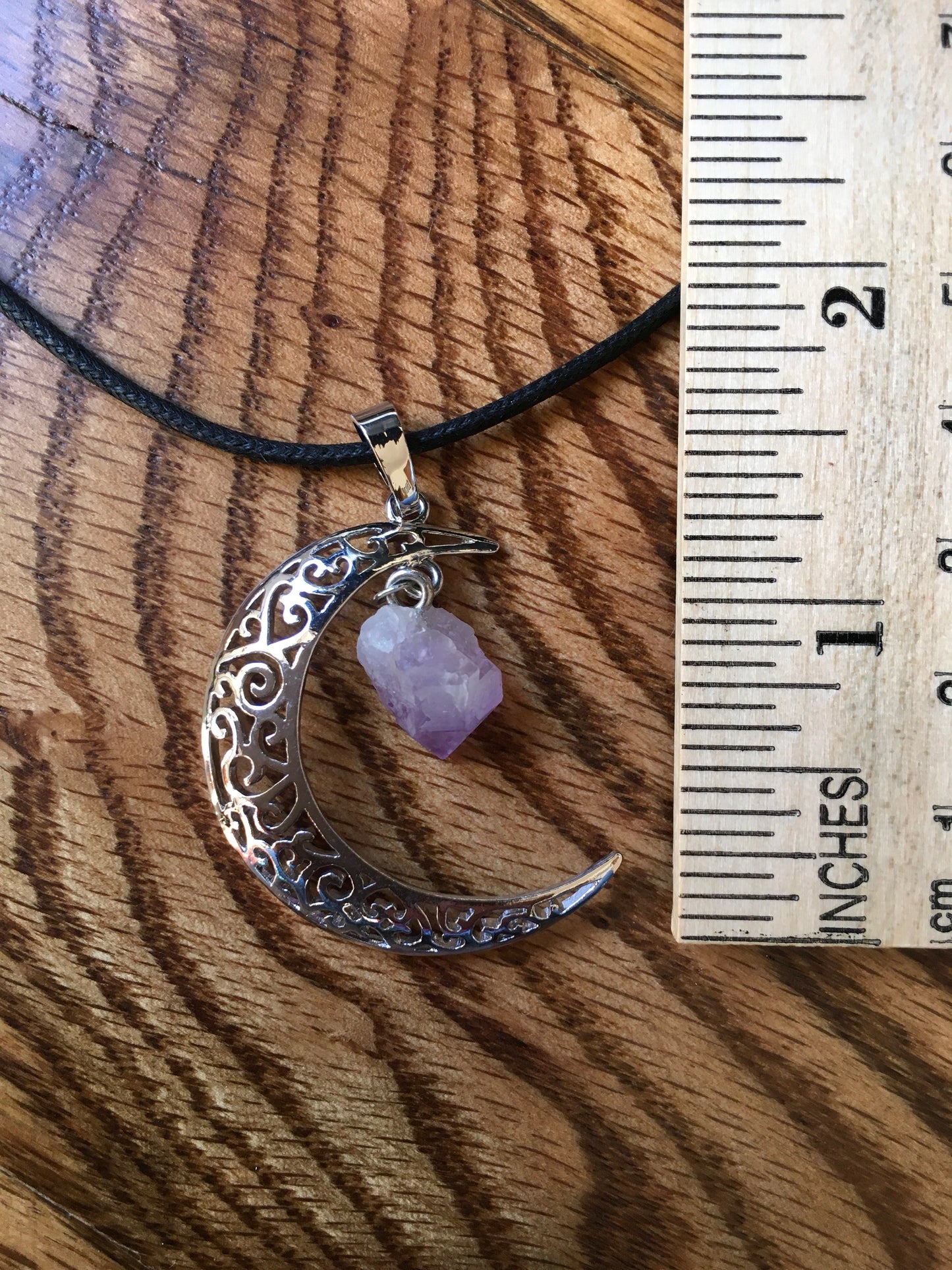 Crescent Moon & Amethyst Necklace