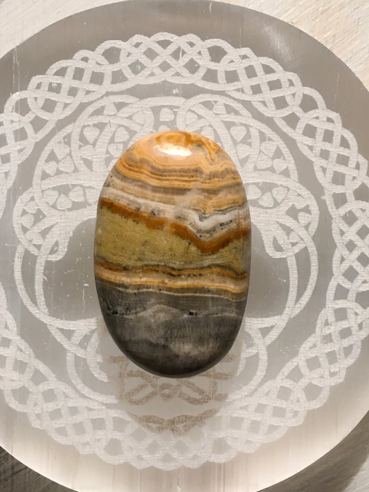 Banded Calcite Palm Stone